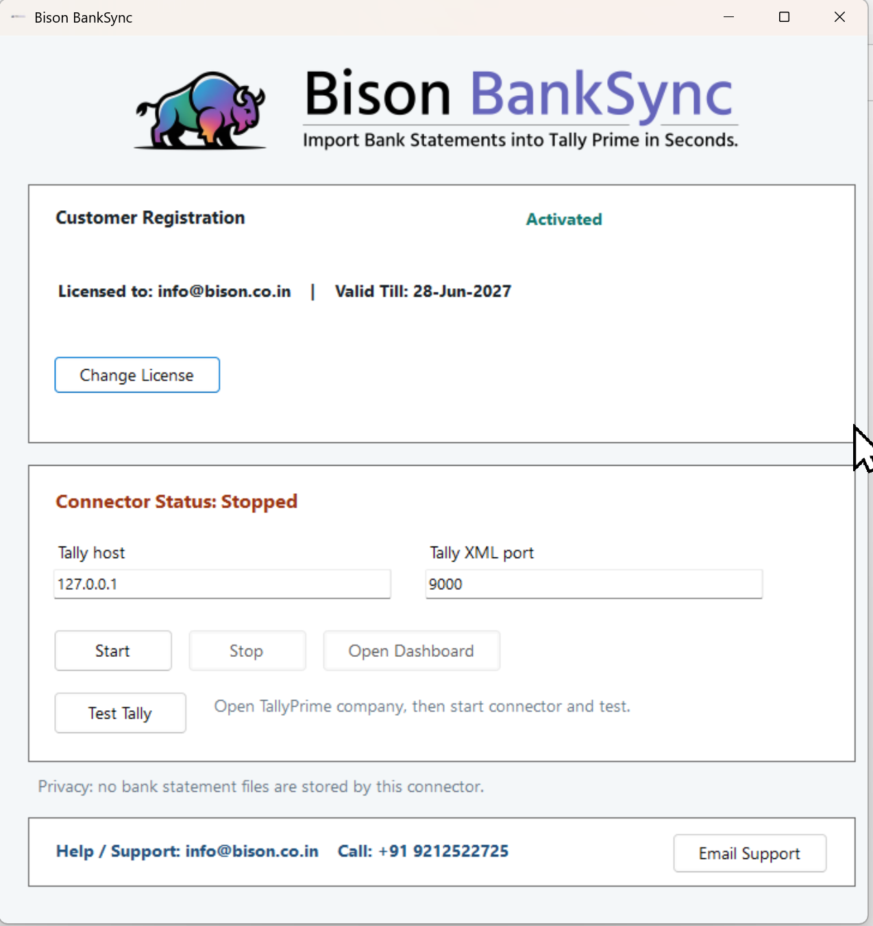 Bison BankSync desktop connector screenshot